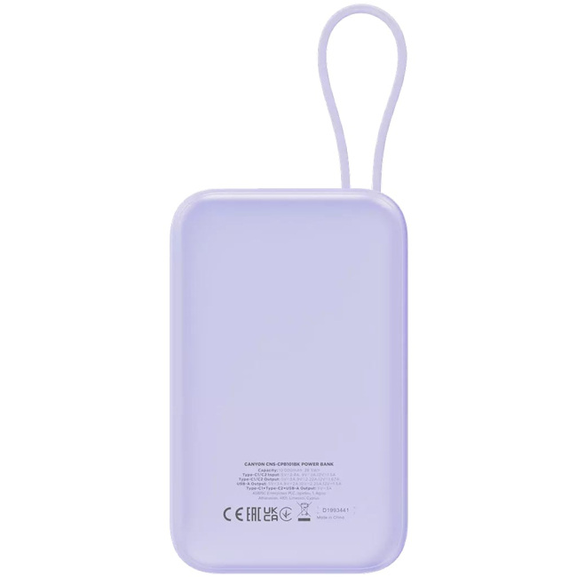 Павербанки - Мобильная батарея Canyon OnPower 101 кабель 10000 mAh PD22.5W Purple (CNS-CPB101PU)#4