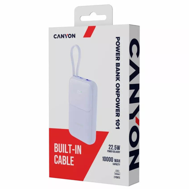 Павербанки - Мобильная батарея Canyon OnPower 101 кабель 10000 mAh PD22.5W Purple (CNS-CPB101PU)#7