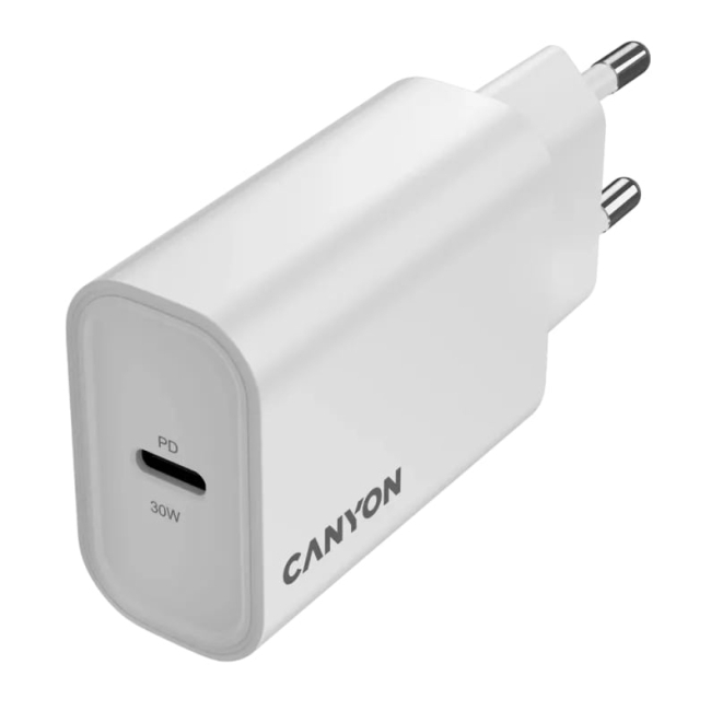 Павербанки - Мережевий зарядний пристрій Canyon OnCharge 30CL 1xPD Type-C 30W White (CNE-CHA30CLW)#5