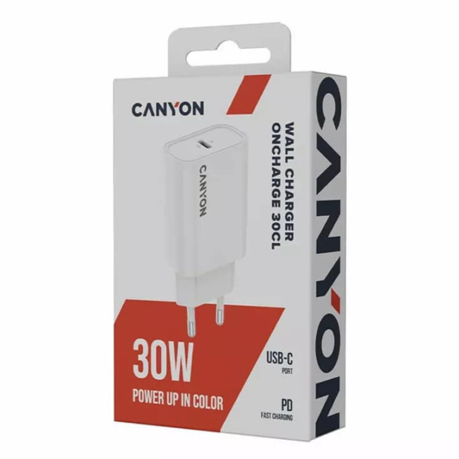 Павербанки - Мережевий зарядний пристрій Canyon OnCharge 30CL 1xPD Type-C 30W White (CNE-CHA30CLW)#6