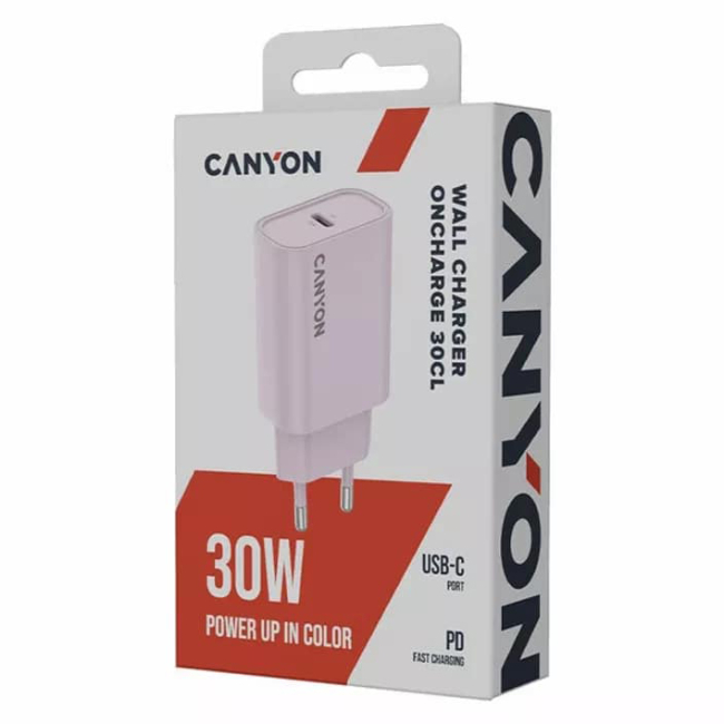 Павербанки - Мережевий зарядний пристрій Canyon OnCharge 30CL 1xPD Type-C 30W Pink ​(CNE-CHA30CLPK)#6