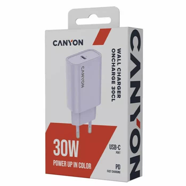 Павербанки - Сетевое зарядное устройство Canyon OnCharge 30CL 1xPD Type-C 30W Purple (CNE-CHA30CLPU)#6