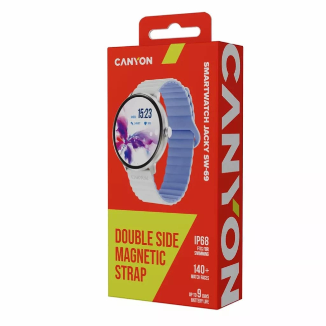 Смарт-часы и фитнес браслеты - Смарт-часы Canyon Jacky SW-69 White Blue (CNS-SW69WB)#7