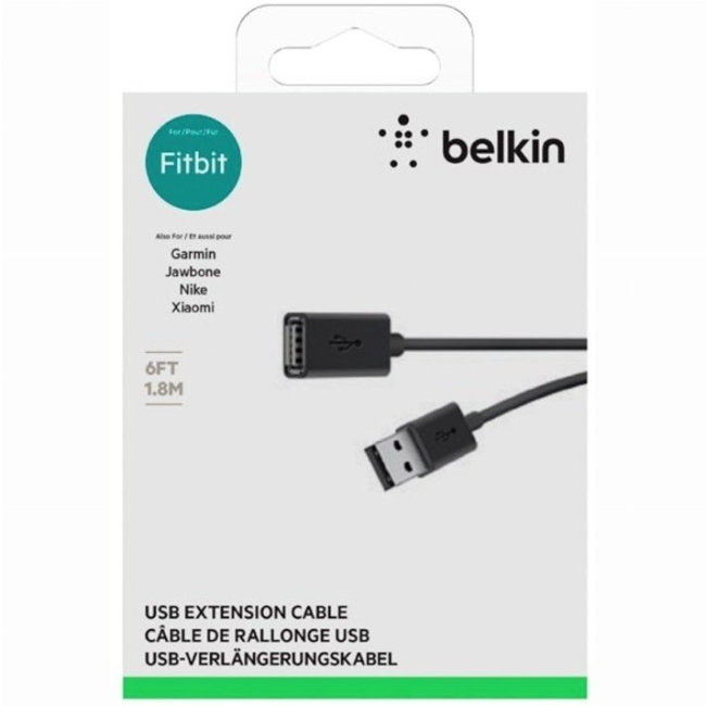 Павербанки - Кабель Belkin USB-A > USB-AF зарядка/синхронизация 1.8 м черный (F3U153BT1.8M)#2