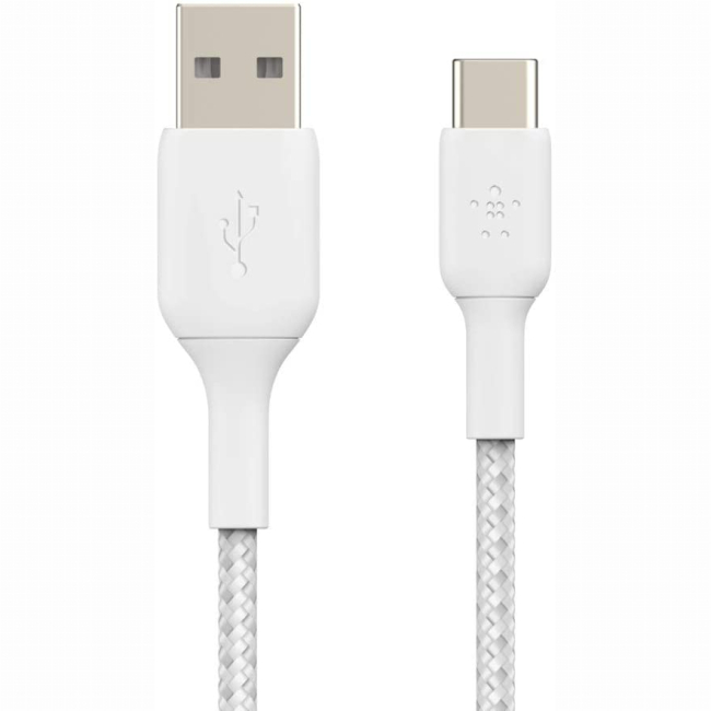 Павербанки - Кабель Belkin USB-A > USB-C зарядка/синхронизация 15Вт Type-C плетеный белый (CAB002BT1MWH)#2