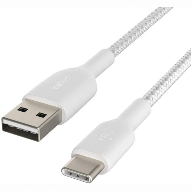 Павербанки - Кабель Belkin USB-A > USB-C зарядка/синхронизация 15Вт Type-C плетеный белый (CAB002BT1MWH)#4