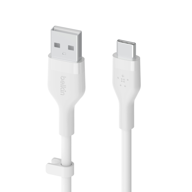 Павербанки - Кабель Belkin USB-A > USB-C зарядка/синхронизация Belkin 15Вт Type-C силиконовый с клипсой белый (CAB008BT2MWH)#3