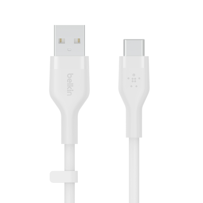Павербанки - Кабель Belkin USB-A > USB-C зарядка/синхронизация Belkin 15Вт Type-C силиконовый с клипсой белый (CAB008BT2MWH)#4