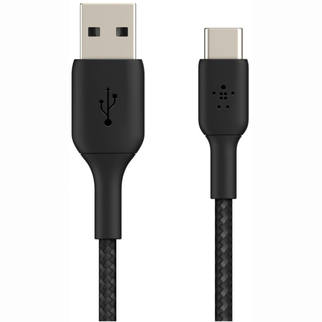 Павербанки - Кабель Belkin USB-A > USB-C заряджання/синхронізації 15Вт Type-C плетений чорний (CAB002BT3MBK)#2
