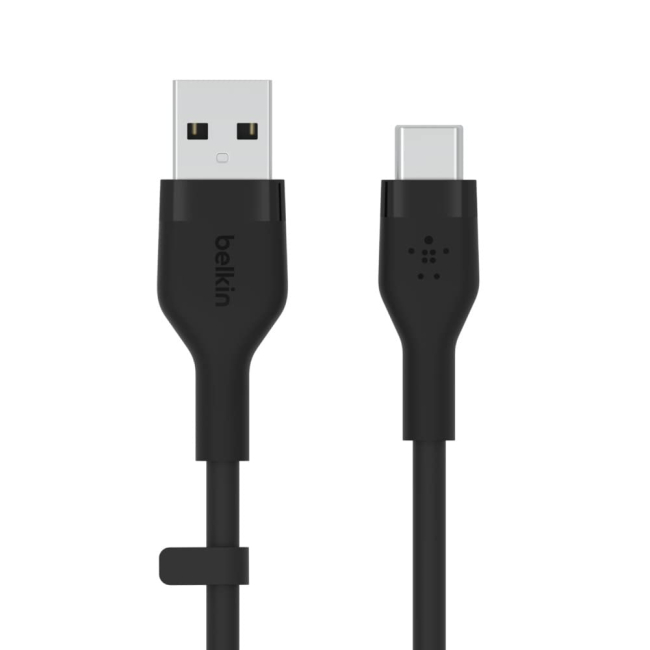 Павербанки - ​Кабель Belkin USB-A > USB-C зарядка/синхронизация Belkin 15Вт Type-C силиконовый с клипсой черный (CAB008BT3MBK)#3