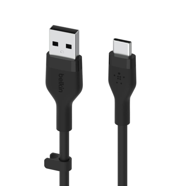 Павербанки - ​Кабель Belkin USB-A > USB-C зарядка/синхронизация Belkin 15Вт Type-C силиконовый с клипсой черный (CAB008BT3MBK)#4