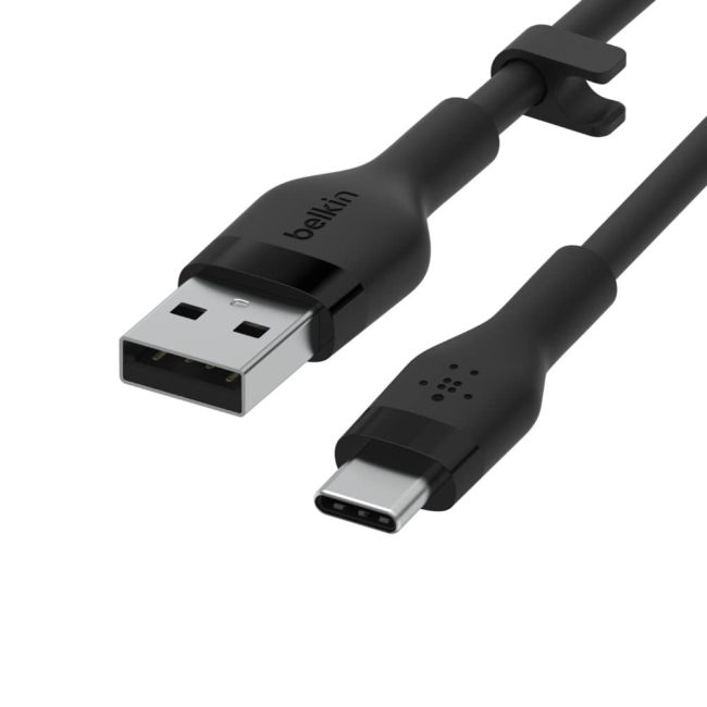 Павербанки - ​Кабель Belkin USB-A > USB-C зарядка/синхронизация Belkin 15Вт Type-C силиконовый с клипсой черный (CAB008BT3MBK)#5