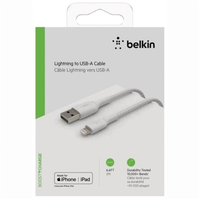 Павербанки - ​Кабель Belkin USB-A > Lightning заряджання/синхронізації 12Вт плетений білий (CAA002BT2MWH)#4