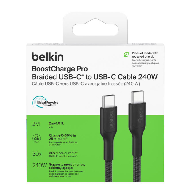 Павербанки - Кабель Belkin USB-C > USB-C заряджання/синхронізації чорний (CAB025HQ2MBK)#2