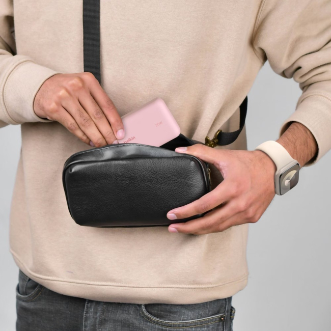 Павербанки - аккумулятор портативный литий-ионный Power Bank Belkin 10000мА·ч 20Вт с интегрированным кабелем USB-C розовый (BPB021HQPK)#5