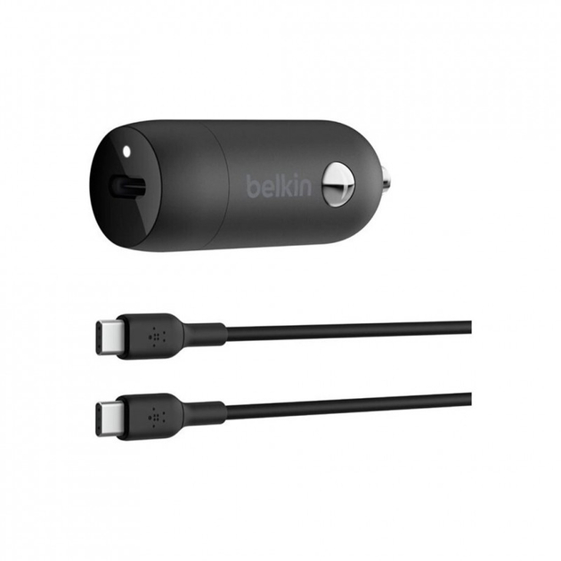 Павербанки - Зарядний пристрій автомобільний Belkin 30Вт USB-C PD PPS кабель USB-C > USB-C 1м чорний (CCA004BT1MBK-B6)#4