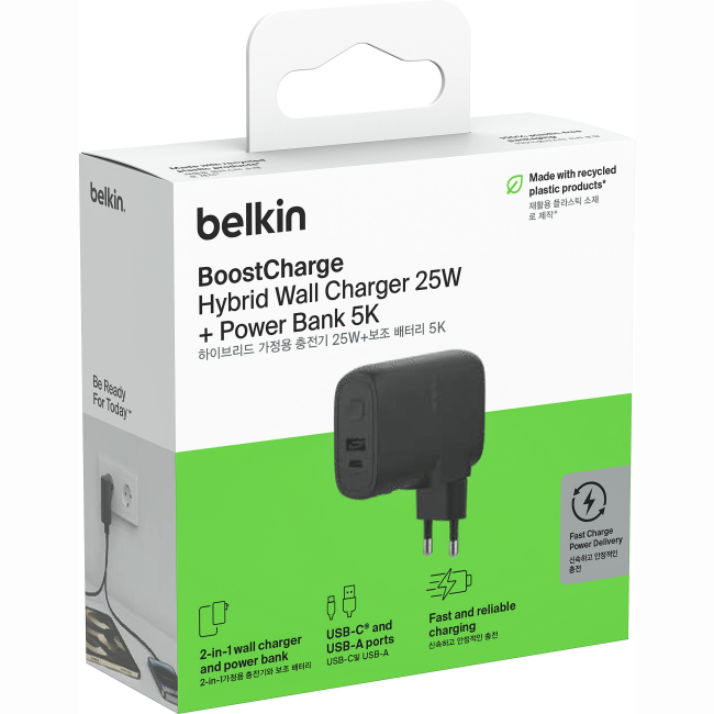 Павербанки - Зарядний пристрій мережевий Belkin 25Вт USB-С PD PowerBank 5000 мАгод кабель USB-C > USB-C 1м чорний (BPZ003BT1MBK-B6)#6