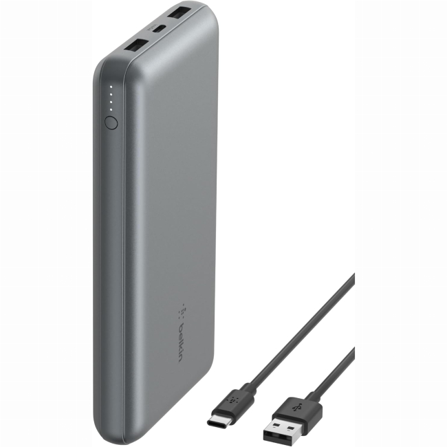 Павербанки - Аккумулятор портативный литий-ионный Power Bank Belkin 20000мА·час 15Вт 2хUSB-A/USB-C серый (BPB012BTGY)#5