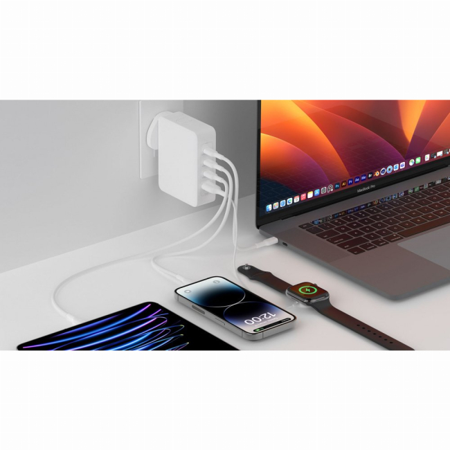 Павербанки - Зарядное устройство сетевое Belkin 140Вт 3хUSB-С GAN PD PPS USB-A белое (WCH014BTWH)#6