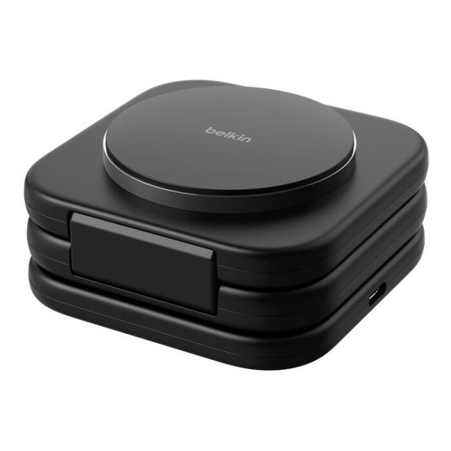 Павербанки - Зарядное устройство беспроводной Belkin Travel Pad Wireless Qi2 15Вт 3в1 черное (WIZ024HQBK)#3