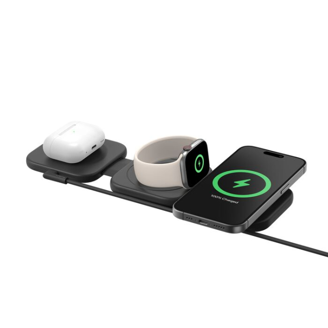 Павербанки - Зарядное устройство беспроводной Belkin Travel Pad Wireless Qi2 15Вт 3в1 черное (WIZ024HQBK)#6