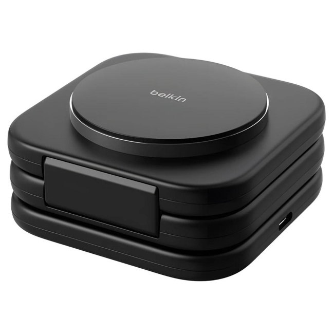 Павербанки - Зарядний пристрій бездротовий Belkin Travel Pad Wireless Qi2 15Вт 3в1 чорний (WIZ024VFBK)#2