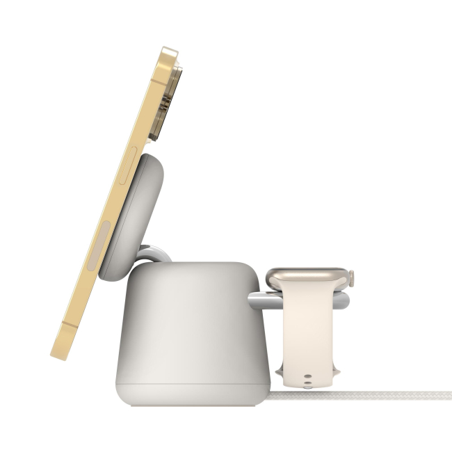 Павербанки - Зарядний пристрій бездротовий Belkin MagSafe iPhone/Watch/AirPods Sand Mass 2в1 (WIZ020VFH37)#6