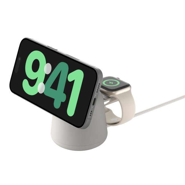 Павербанки - Зарядний пристрій бездротовий Belkin MagSafe iPhone/Watch/AirPods Sand Mass 2в1 (WIZ020VFH37)#7