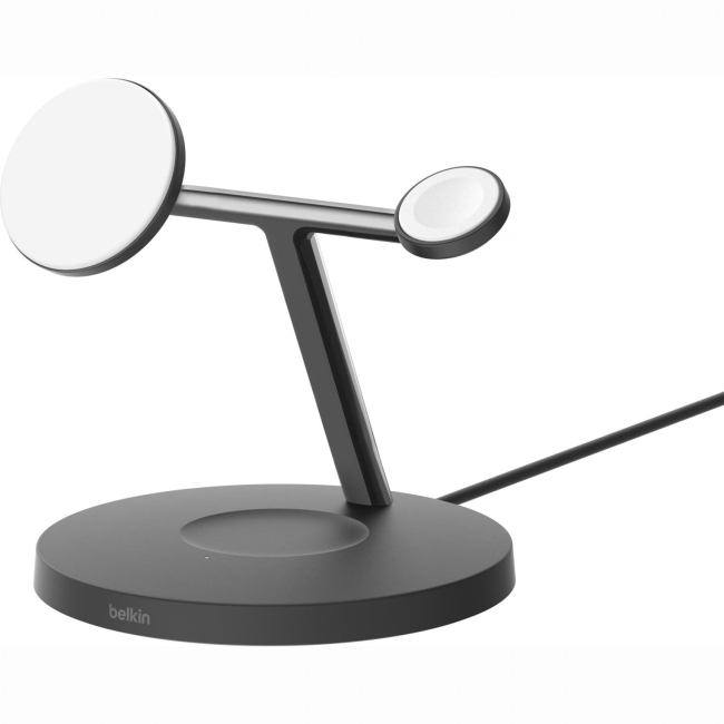 Павербанки - Зарядний пристрій бездротовий Belkin Magnetic Pad Qi2 15Вт 3в1 чорний (WIZ032KQBK)#2