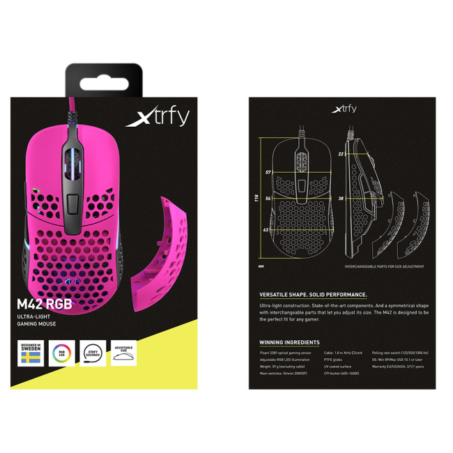 Клавіатура і миші - Мишка Cherry Xtrfy M42 USB-A RGB рожева (XG-M42-RGB-PINK)#6