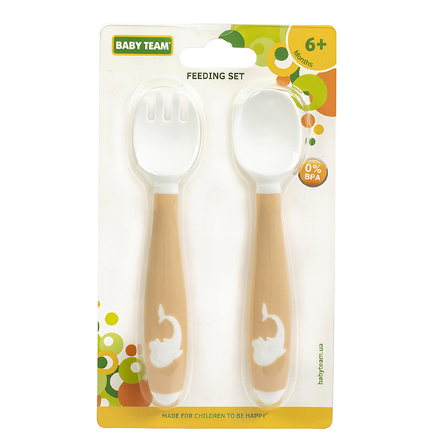 Товары по уходу - ​Набор для кормления Baby Team Вилка и ложечка с гибкой ручкой (6120)#4