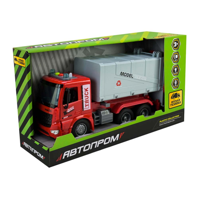 Транспорт и спецтехника - Мусоровоз Автопром красный (AP9932)#3