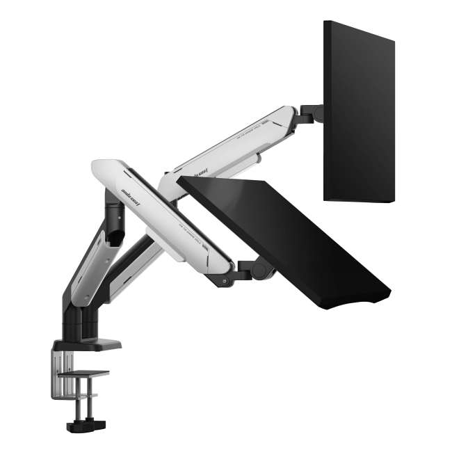 Меблі для геймерів - Настільне кріплення для двох моніторів Anda Seat Stealth PRO II Duo 17''-42'' Black & White (AD-W-A9-2S-BW)#5