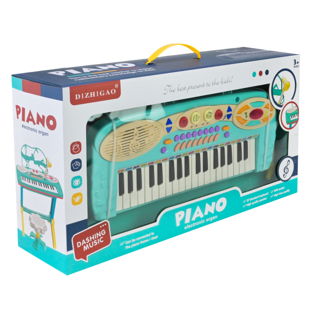 Музичні інструменти - Музичний інструмент Країна Іграшок Піаніно з мікрофоном та стільцем зелене (808-8/1)#4