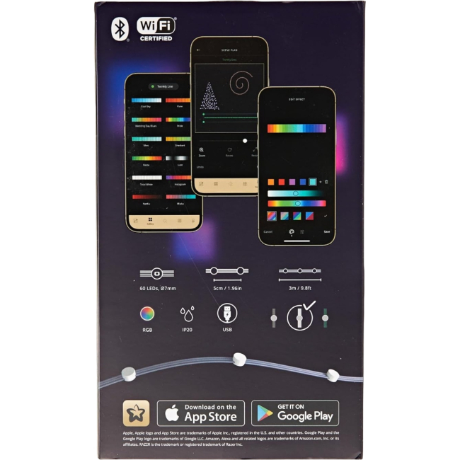 Меблі для геймерів - Гірлянда Smart LED Twinkly Dots Lights RGB 60 IP20 3м кабель прозорий без БЖ (TWD060STP-T)#2