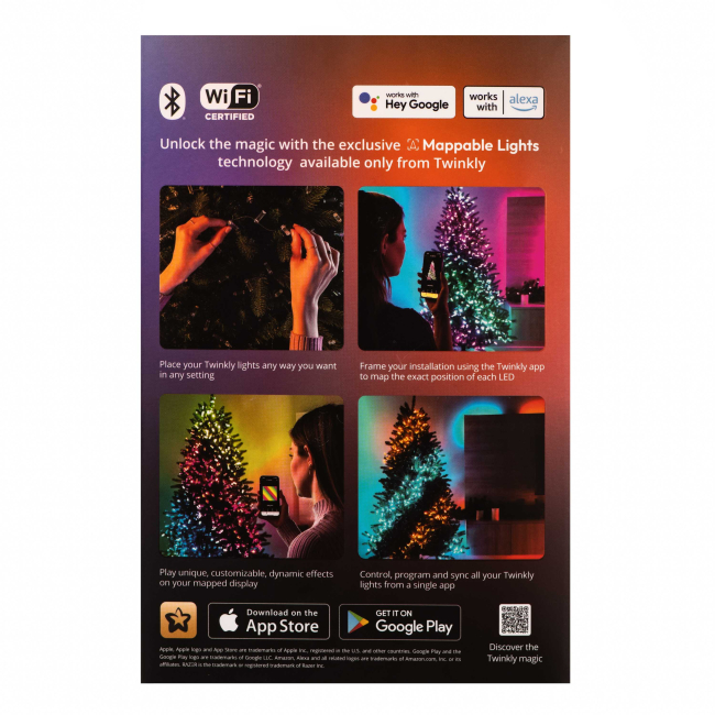 Меблі для геймерів - Гірлянда Smart LED Twinkly Strings Candle RGB 200 IP20 12м USB-C кабель прозорий (TWKC200RGB-T)#2