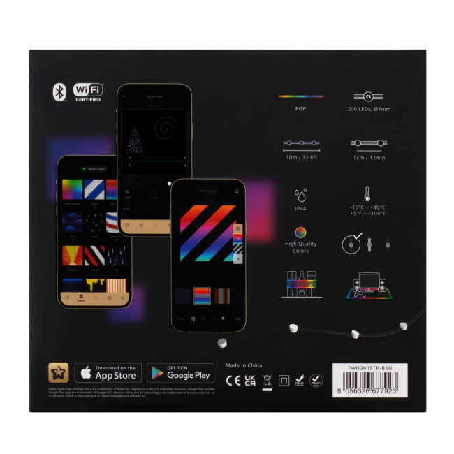 Меблі для геймерів - Гірлянда Smart LED Twinkly Dots Lights RGB 200 IP44 10м кабель чорний (TWD200STP-BEU)#2