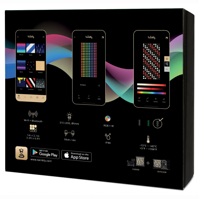 Меблі для геймерів - Гірлянда Smart LED Twinkly Curtain RGBW 210 IP44 1.45х2.1м кабель прозорий (TWW210SPP-TEU)#2