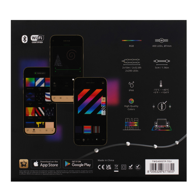 Меблі для геймерів - Гірлянда Smart LED Twinkly Dots Lights RGB 400 IP44 20м кабель прозорий (TWD400STP-TEU)#2