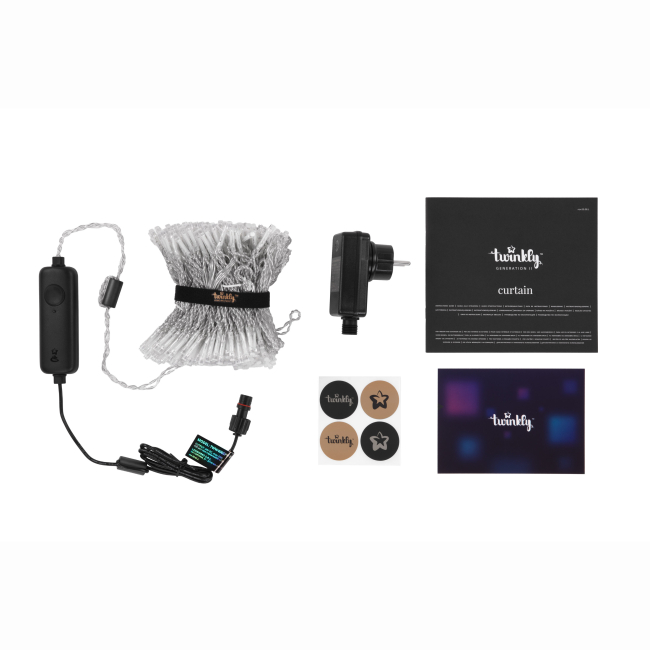 Меблі для геймерів - Гірлянда Smart LED Twinkly Curtain RGBW 400 IP44 1.45х2.1м кабель прозорий (TWW400SPP-TEU)#3