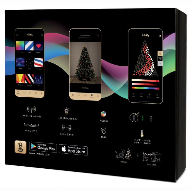 Меблі для геймерів - Гірлянда Smart LED Twinkly Strings RGBW 400 IP44 32м кабель чорний (TWS400SPP-BEU)#2