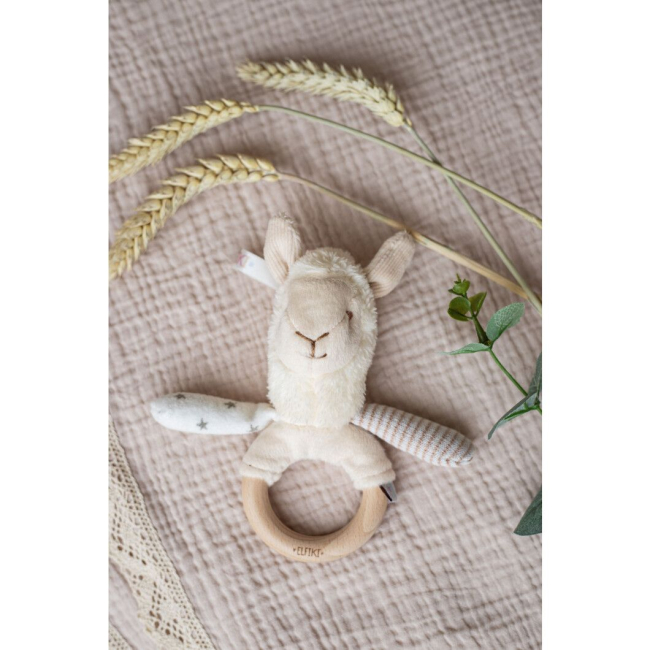 Погремушки, прорезыватели - Погремушка с деревянным прорезывателем Elfiki & Friends Лама Сэмми (ІГ-0135)#3