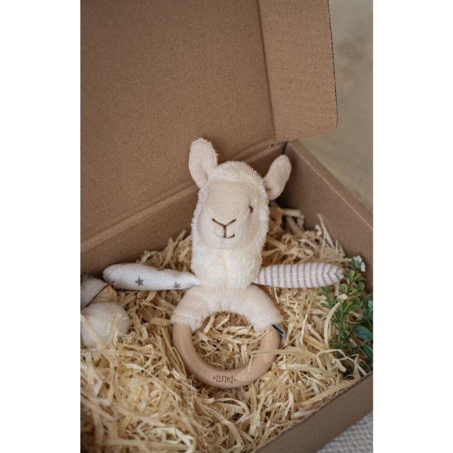 Погремушки, прорезыватели - Погремушка с деревянным прорезывателем Elfiki & Friends Лама Сэмми (ІГ-0135)#5