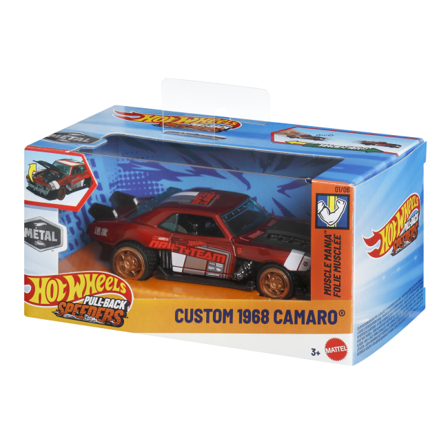 Автомоделі - Автомодель Hot Wheels Pull-back speeders Custom 1968 Camaro (HPR70/JCM10-LA10)#3