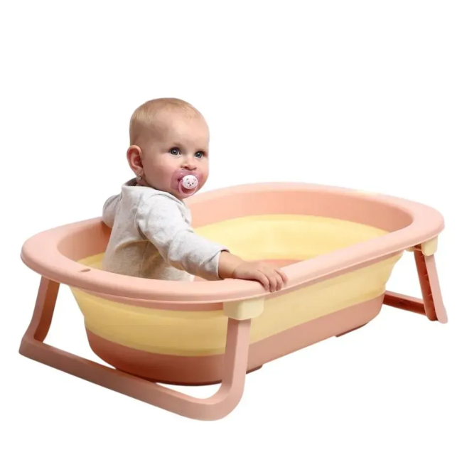 Товари для догляду - ​​Ванночка дитяча складна Babyhood Комфорт Плюс з термометром рожева (ВН-328PY)#3