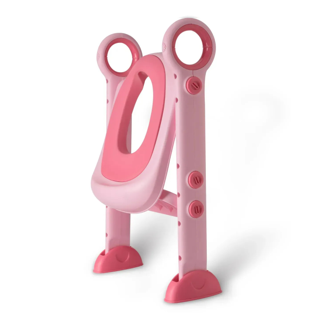 Товары по уходу - Детское сиденье со ступеньками на унитаз Babyhood с полиуретановым кольцом розовое (BH-122P)#3