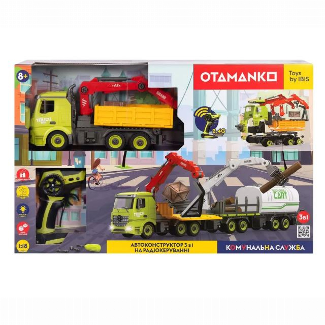Конструктори з унікальними деталями - Конструктор Otamanko 3-в-1 Комунальна служба Навантажувач з піддоном, грейфер, водовоз (532.02.85)#3