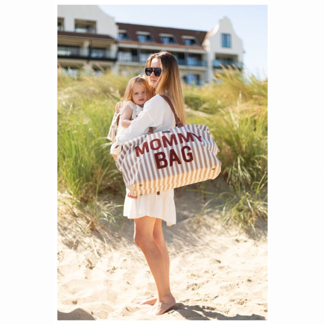 Рюкзаки та сумки - Сумка Childhome Mommy bag stripes nude/terracotta (CWMBBSTNR)#8