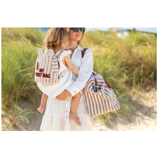 Рюкзаки та сумки - Сумка Childhome Mommy bag stripes nude/terracotta (CWMBBSTNR)#9