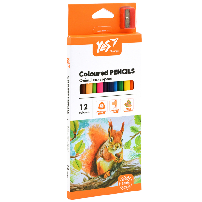 Канцтовары - Карандаши цветные Yes Orange Line с точилкой 12 цветов (290723)#2